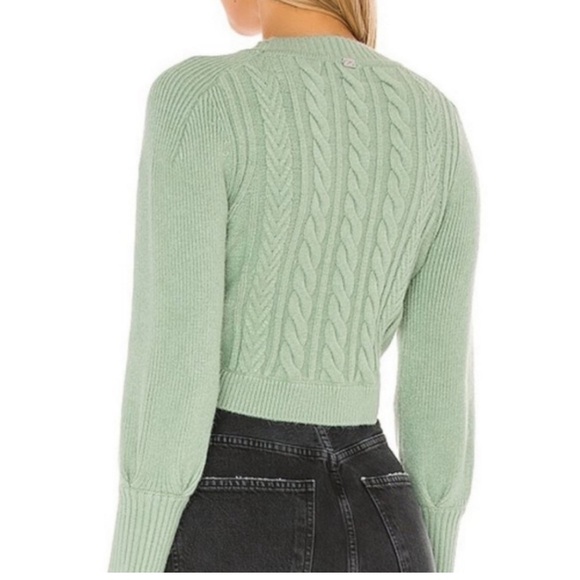 For Love & Lemons NWT Sydney Crop Sweater in Sage Sz 1X - Picture 4 of 12